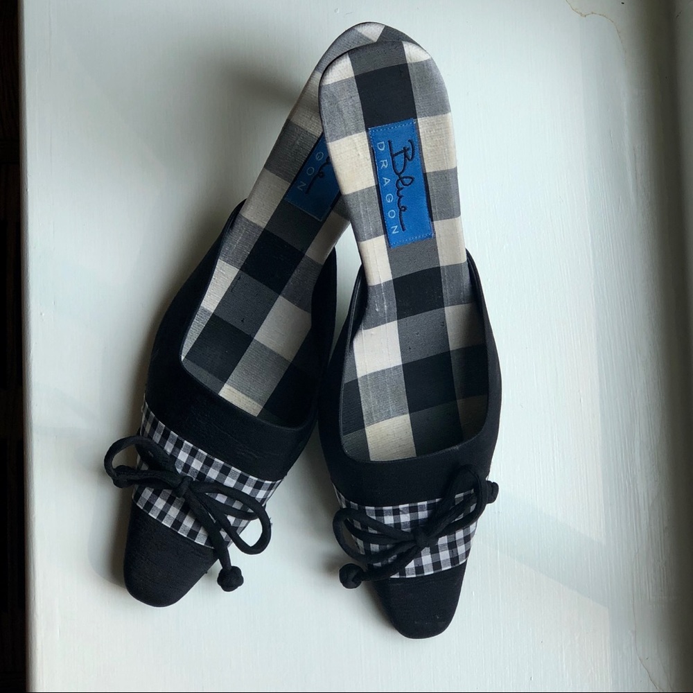 Blue Dragon Black and White Kitten Heel